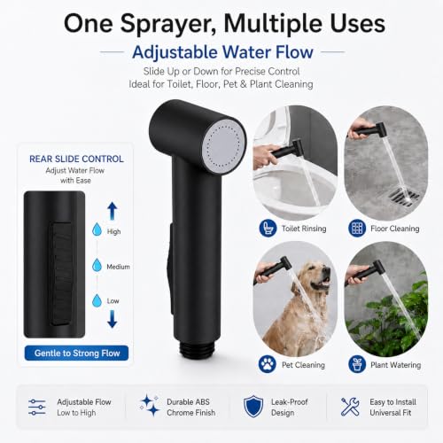 Handheld Bidet Sprayer for Toilet with Magnetic Wall Holder (Matte Black) - color: Matte Black