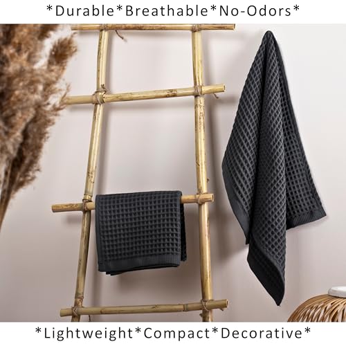 PÜSKÜL Natural 100% Turkish Cotton Waffle Kitchen and Hand Towels, 3-Piece | Dark Gray, 32x16" Large, Premium 3D Honeycomb Weave Soft Absorbent Quick-Dry Lint-Free Dish Towel, Oeko-Tex Made in Turkey - color: Anthracite Dark Gray, size: Kitchen & Hand Tow