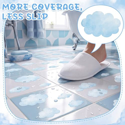 Fullhawl 30 Pcs Cloud Non Slip Shower Stickers, Bathtub Safety | 30 Pack Cloud Pattern, Soft Decorative Style, Non Slip Texture, Helps Improve Bathtub Safety for Daily Use - style: Cloud