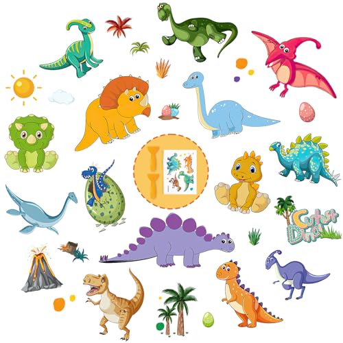 PRATIQUE Non Slip Bathtub Stickers, 12 Pages Cutest Dinosaur Virgin Forest Organisms Stickers Adhesive Kids Anti Slip Decal Threads for Shower Floor and Bath Tub Decals with Premium Scraper - color: Dinosaur