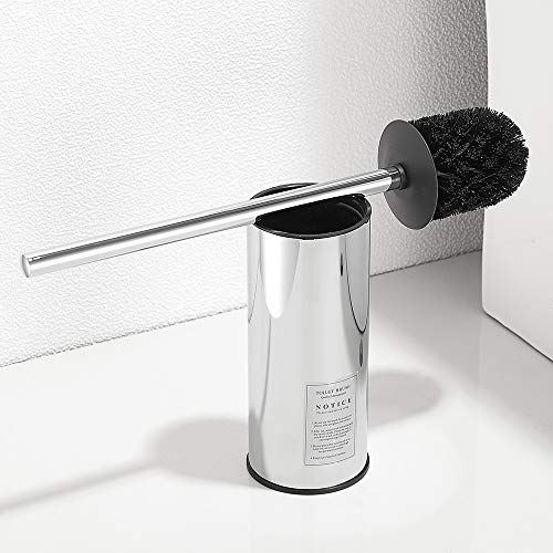 Freestanding Toilet Brush Holder for bathrooms 304 Stainless Steel Toilet Brush Stand Round Storage and Organization Rust Resistant 18-inch high Polished Chrome Finished - color: 18-inch Round High Polished Chrome