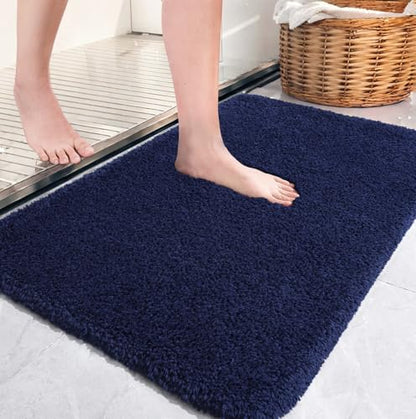 AROGAN Bathroom Rugs, Thick Soft Non Slip Bath Mat, 20x30 Inch Navy Blue | Absorbent Microfiber Rubber Backing, Quick Dry Bathroom Mat Shower Mat, Machine Washable Plush Carpets - color: Navy Blue, size: 1'8" x 2'6" (20" x 30")