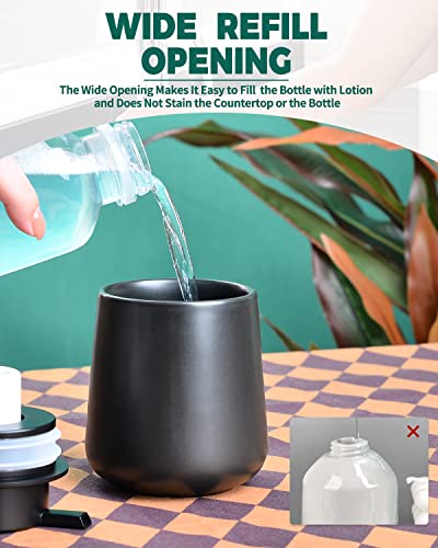 Bosilunlife 12Oz Ceramic Foam Soap Dispenser for Bathroom Kitchen Counter | Premium countertop foam pump creates delicate dense foam, stable desktop placement, Matte Black - color: Matte Black