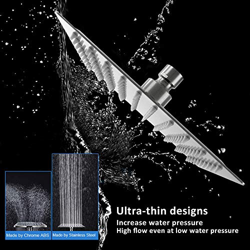 NearMoon Rain Shower Head, High Flow Stainless Steel Square Rainfall Shower, High Pressure Design, Awesome Shower Experience Even At Low Water Flow (8 Inch, Brushed Nickel) - color: Brushed Nickel, size: 8 Inch Square