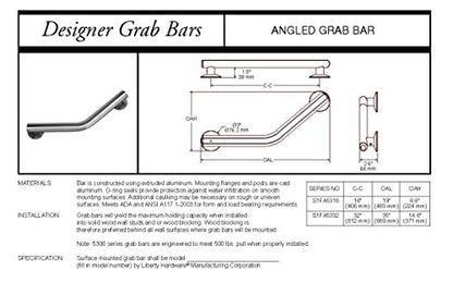 Delta 5700 Series (1-Pack) 16' Shower Grab Bar Seniors ADA Compliant Satin Nickel 450 lb Capacity Bathroom Safety Angled Handle for Shower, Bathtub | Wall Mounted Balance Assist, Grip DAS5316-SN