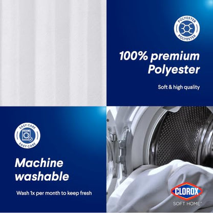 Clorox 2-in-1 Bathroom Shower Curtain Liner, Durable Fabric, Weighted Magnets for Bath Water Control, Washable Premium Quality, Extra Long, Modern - 72" x 78" White - color: White - Extra Long