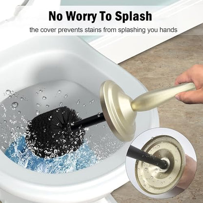 Satin Matte Soft Gold Toilet Bowl Brush with Holder, Durable Bathroom Cleaning Tool, Modern Design for Easy Toilet Maintenance, Bathroom Cleaner Brush for Efficient Cleaning and Hygiene - color: Gold 1