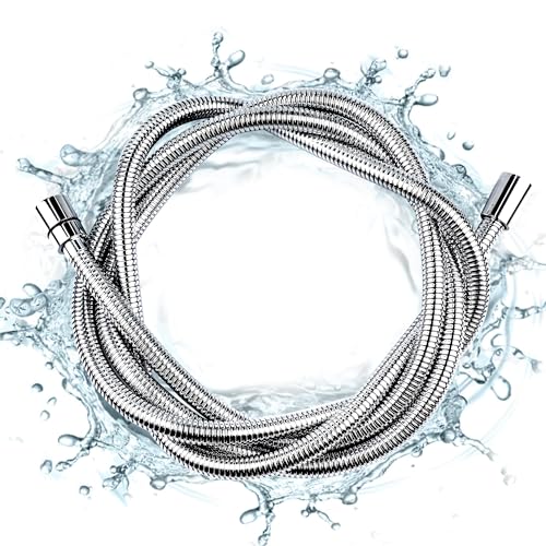 G-Promise 100 Inch Stainless Steel Long Shower Hose Replacement | Thickened and Stretchable Design, Built to Last, Tangle & Kink Free, Universal Fit,Tool-free Installation - color: Chrome, size: 100 Inch