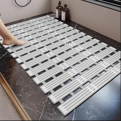 Bath Tub Shower Mat, 31 x 20 Inch, TPE Machine Washable Bathtub Floor Liner Bathroom Non-Slip Mats, Suction Cups and Drain Holes, Easy to Cut