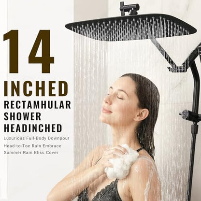 G-Promise 14 Inch Metal Rain Shower Head with Handheld (Oil Rubbed Bronze) | Suits Every Height, Pause Mode Diverter, Massage Mode Handheld, Full Body Coverage, Easy to Install, Modern Bath Upgrade - color: Oil Rubbed Bronze, size: 14 Inch