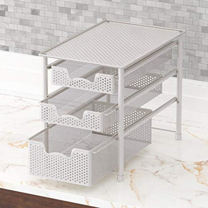 Simple Houseware 3 Tier White Alloy Steel Sliding Basket Organizer Drawer Cabinet (Pack of 2) - color: White, size: 3-Tier (Pack of 2)