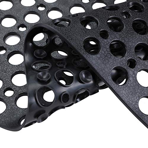 Nonslip Bathtub Mat Extra Soft TPE Bath Mat for Kids, Machine Washable Bathroom Shower Mat(Black, 30L x 17W Inch) - color: Black, size: 30" x 17" (Rectangular)