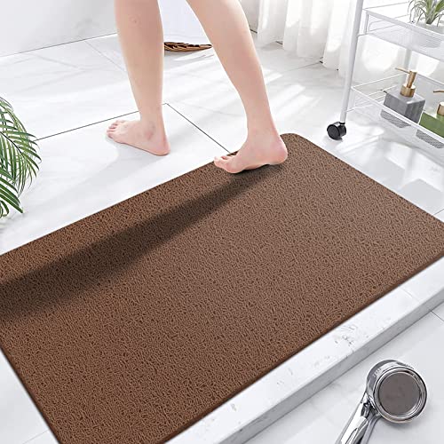 godehone Shower Mats Non Slip Without Suction Cups, PVC Loofah Bathroom Mats, Loofah Mats for Shower and Bathroom, Quick Drying, 23.6× 47.2 Inch, Brown - color: Brown, size: 47.2" x 23.6" (Rectangular)