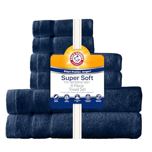 Arm & Hammer Super Soft Bath Towel Set, 6 Piece, Dark Blue - color: Dark Blue