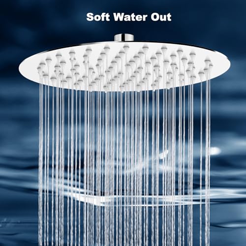 Midanya Round Rain Shower Head,High Pressure,Polish Chrome 12 Inch | 360°Swivel,Ceiling or Wall Mount,Waterfall Full Body Coverage,Bathroom Remodel,Stainless Steel Large Rainfall Shower Head - color: Chrome, size: 12 Inch