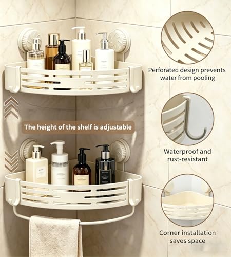 LOOCH 3 Pack Corner Shower Caddy Organizer Space-Saving Shelves | Rustproof stainless corner shelves for inside shower with strong adhesive rust-resistant easy install heavy duty max load