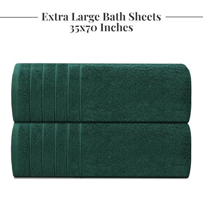 2 Piece Extra Large Bath Sheets 35 x 70 Inches, Hunter Green | 100% Cotton, Larger & Lighter Weight, Quicker to Dry, Super Soft & Absorbent, Oversized Bath Towels - color: Hunter Green