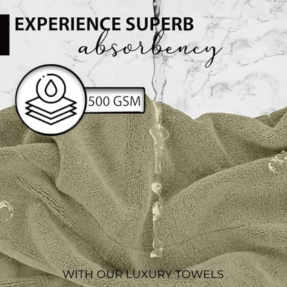 KAHAF COLLECTION 100% Cotton Bath Towels, 24x48 Pack of 6 Towels, Quick Dry, Highly Absorbent, Soft Feel Towel, Gym, Spa, Bathroom, Shower, Pool, Luxury Soft Towels (Olive Green, 24x48-6 Pack) - color: Olive Green, size: 24x48 - 6 PACK