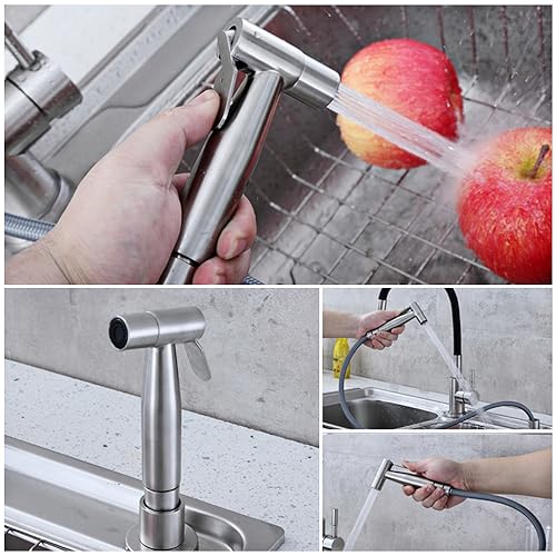 Handheld Bidet Sprayer for Toilet, Stainless Steel Bidet Head for Cloth Diaper, Pet Shower, Kitchen Cleaning, Personal Hygiene, G1/2 Hose Connectors - color: silvery sprayer head