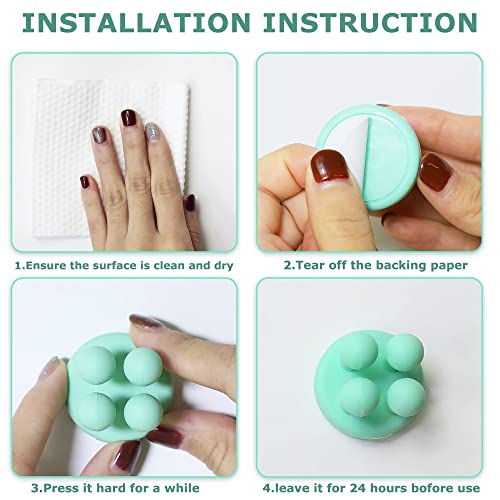 4 pcs Silicone Toothbrush Holder Multi-Function Hook Waterproof self Adhesive Single Toothbrush Hook Plug Holder for Wall for Hanging Bathroom Kitchen Living Room Office - color: Green