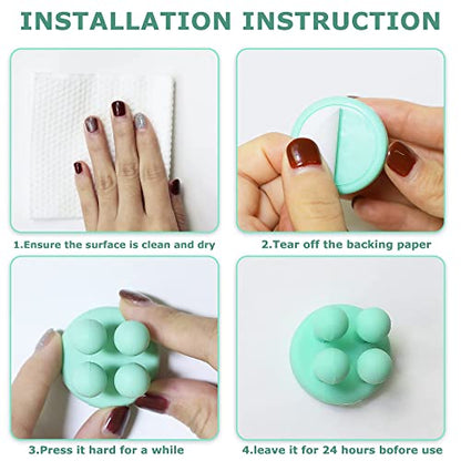 4 pcs Silicone Toothbrush Holder Multi-Function Hook Waterproof self Adhesive Single Toothbrush Hook Plug Holder for Wall for Hanging Bathroom Kitchen Living Room Office - color: Green