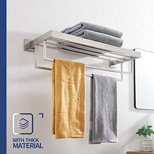 KOKOSIRI Towel Rack 24'' Bathroom Towel Shelves with Double Towel Bars SUS304 Stainless Steel Wall Mounted, Brushed Nickel, B6003BR - color: Brushed Steel, size: 24-Inch