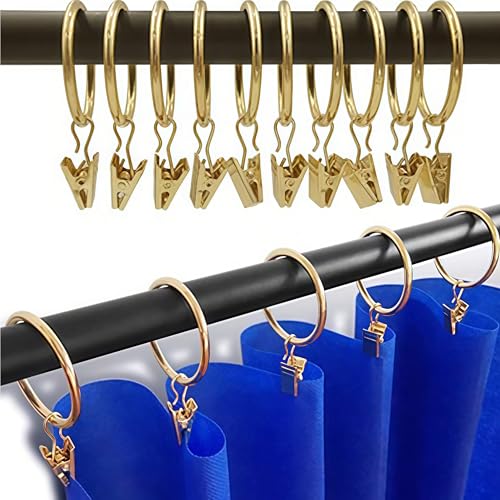 Curtain Rings with Hooks 14 Pack - Rustproof Metal Drapery Clips for Window, Shower, Door, 1.5" Inner Diameter, Smooth Gliding, Fits 5/8" to 3/4" Rods, White - color: White