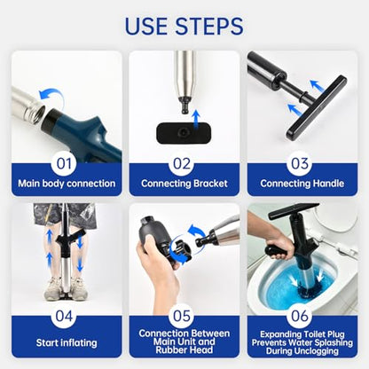 Toilet Plunger, High Pressure Toilet Plunger, Heavy-Duty Clog Remover for Toilets, Bathroom Floor, Drain Sinks and Plumbing Clogs (Blue) - color: Blue