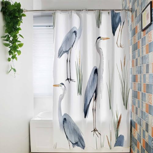 Teamery Shower Curtain, 60 x 72 Inches Shower Curtain Liner, Birds Heron in The Water Shower Curtains for Bathroom, Shower Stall & Bathtubs, Waterproof Polyester Fabric Shower Curtain Set - color: Birds Heron in the Watertmy6696, size: 72"W x 60"L (Pack o
