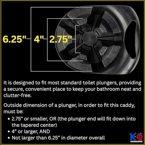 PRO Power™ Toilet Plunger Holder with Built-in Drip Tray - Durable & Easy to Clean Plastic Storage Solution with Ergonomic Handle - Made in USA, by Disabled Veterans - 4 Pack