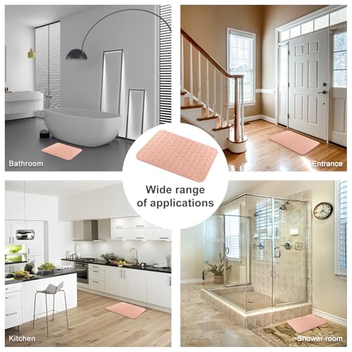 JUERLEN 2 Pack Diatomaceous Earth Shower Mat, Stone Bath Mat, Nonslip Super Absorbent Fast-Drying Hard Bath Mat for Bathroom Shower Floor, 24 x 16 inch, Pink Arrow Design - color: Pink