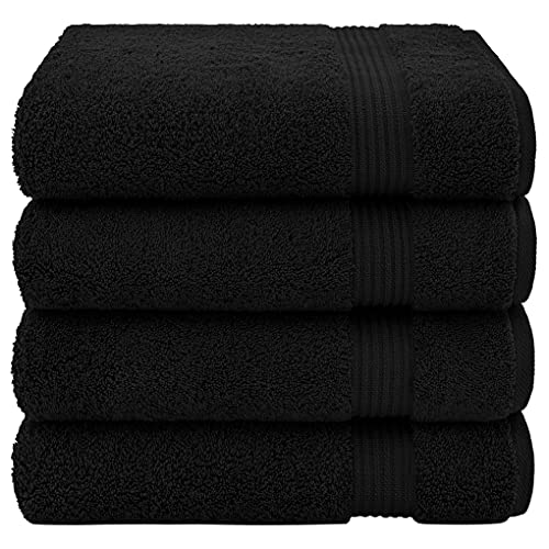 Cotton Paradise 100% Cotton Turkish Towel Set, Soft Absorbent Quick Dry, 4 Piece Bath Towel Set, Coal Black - color: Coal Black, size: 27"x54"