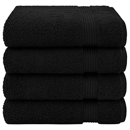 Cotton Paradise 100% Cotton Turkish Towel Set, Soft Absorbent Quick Dry, 4 Piece Bath Towel Set, Coal Black - color: Coal Black, size: 27"x54"