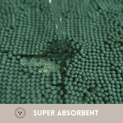 Bathroom Rugs Chenille, Extra Thick and Absorbent, Non-Slip, Machine Washable, Dry Quckily, Soft Cozy Plush, Used Under Shower Bathtub and Sink, Bath mat Sets 2Piece Dark Green - color: Dark Green, size: 16 x 24 inch + 20 x 32 inch (Rectangular)