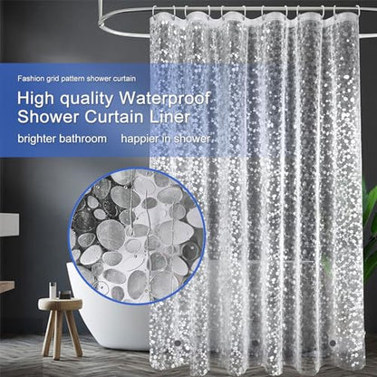 48 inch Wide Shower Curtain Liner with Magnets on Bottom, Stall Size Premium 8G Cobble Pattern Non-Toxic Waterproof Easy Care and Eco-Family (48W x 72H) - color: Clear Pebble 8g, size: 48"W x 72"L (Pack of 1)