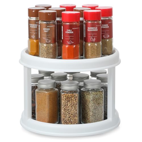 2 Tier 10" Turntable Lazy Susan Spice Organizer - Rotating Seasoning Rack for Pantry Cabinet Kitchen Countertop, Table Top Organizing - Multiuse Two Tier Rotating Organization Rack Spinner - size: 10 inch - 2 Tier - 1 Pack