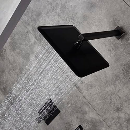 Cascada 12” Square Shower System (Wall Mounted) with Single Handle & square knob, 2 Functions (Rainfall & Handheld) (Rose Gold) - color: Rose Gold