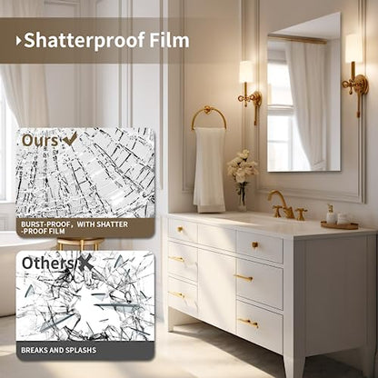 Bathroom Vanity Mirror 24"x32" Frameless Wall Mirror Shatterproof | Modern Wall Mount Vanity Mirror, Hangs Horizontally or Vertically, for Over Sink, Living Room, Bedroom, Upgraded Packing - size: 32"L x 24"W