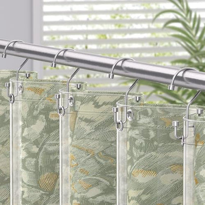 Bathway 12-Pack Double Shower Curtain Hooks, Rust-Resistant Metal Shower Curtain Rings with High-Low Design to Separate Liner & Curtain, Smooth Glide, Chrome - color: Chrome