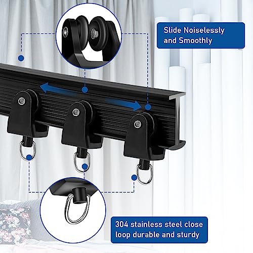 TOKPLNU Curtain Track Rollers, Flexible Bendable Curtain Track Glider 40 Pack Black Drapery Runners for Window Shower Curtain - color: Black, size: 40Pcs Curtain Track Roller