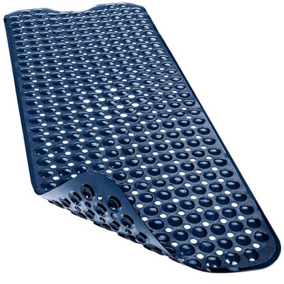 Bathtub and Shower Mats, 40x16 Inch Extra Large Non Slip Soft Bath Tub Mat with Suction Cups and Drain Holes for Bathroom Floor and Keep Tubs Clean, Machine Washable, Navy Blue - color: Navy Blue