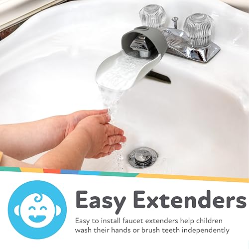 Nuby 2-in-1 Faucet Extenders for Toddlers - 2 Pack - Sink Extension for Bathroom or Kitchen - Helps Water Reach Kids for Handwashing