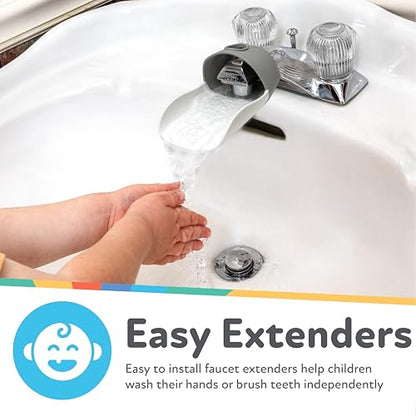 Nuby 2-in-1 Faucet Extenders for Toddlers - 2 Pack - Sink Extension for Bathroom or Kitchen - Helps Water Reach Kids for Handwashing