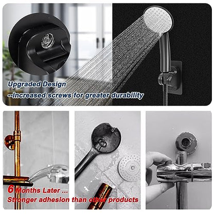 NearMoon Self Adhesive Shower Head Holder-Adjustable Handheld Shower Holder NO Drilling Wall Mount Waterproof (1 Pack, Matte Black) - style: Matte Black