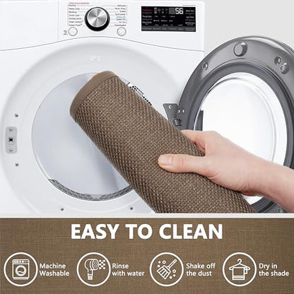 Non Slip Bath Mat Thin Bathroom Rugs Fit Under Door | Machine Washable Quick Dry Camel Small Toilet Rugs with Rubber-Backing, 17" x 24" - color: Dark Beige, size: Small(17"x24")