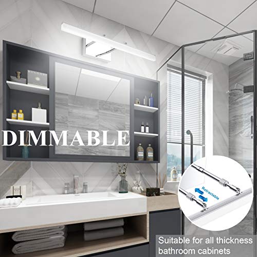 Aipsun 24 inch Dimmable LED Vanity Lights Adjustable Bathroom Light Fixtures Over Mirror Chrome Modern Vanity Lighting(White Light) - color: Polished Chrome-D, size: 23.6 in