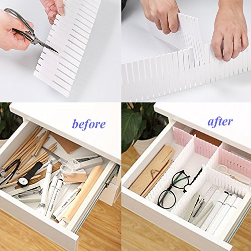 8pcs DIY Plastic Drawer Organizer Adjustable Drawer Dividers for Home Tidy Closet, Socks, Underwear, Office School Supplies, Kitchen Utensil Tools (White) - color: White