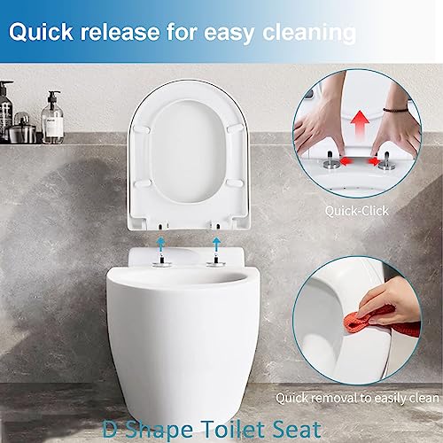Toilet seat, With Quick Release for Easy Cleaning and Simple Top Fixing Slow Close Toilet Lid for D Shaped Loo Seat - size: 02A