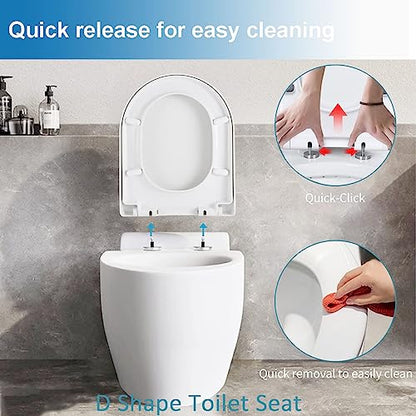 Toilet seat, With Quick Release for Easy Cleaning and Simple Top Fixing Slow Close Toilet Lid for D Shaped Loo Seat - size: 02R