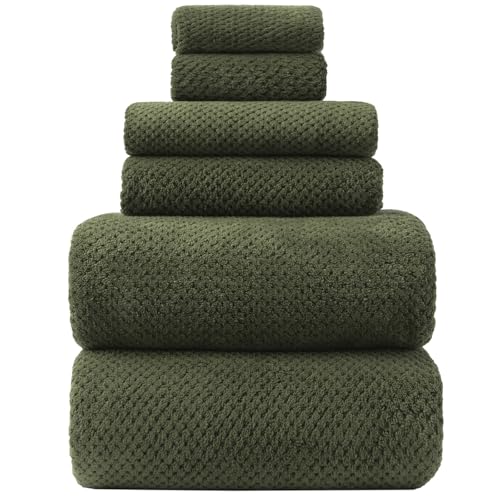 Oversized Bath Towels Extra Large 40x80 Inches Bath Sheets for Adults Super Soft Quick Dry Highly Absobent Microfiber Shower Towels (6 Piece,Green) - color: Green 6 Piece, size: 6 Piece